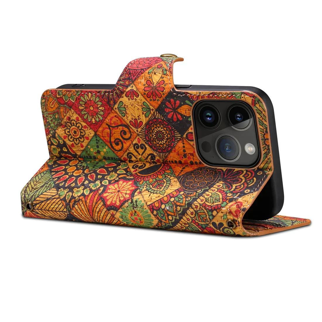Flower Language Phone Case With Card Holder And Strap For iPhone Yellow-644008992044