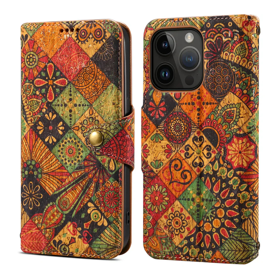 Flower Language Phone Case With Card Holder And Strap For iPhone Yellow-644008992044