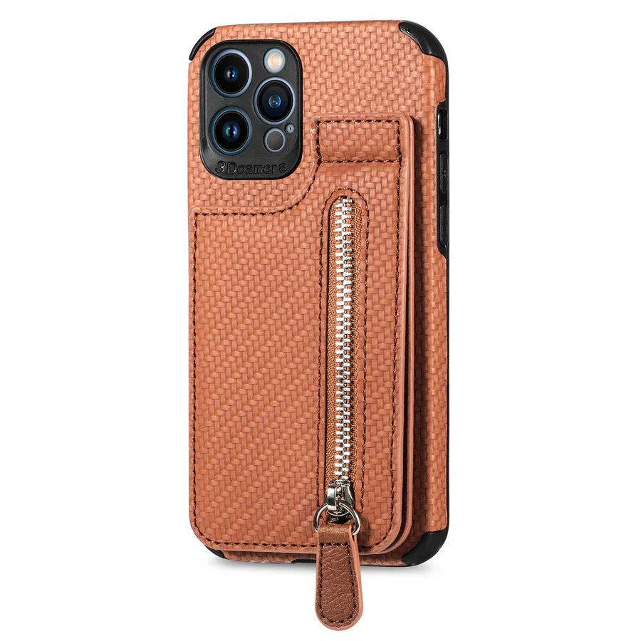 Zipper Cards Wallet Leather Phone Case For iPhone