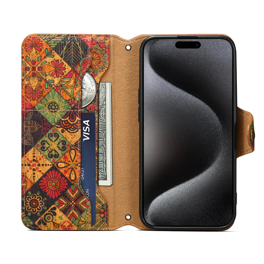 Flower Language Phone Case With Card Holder And Strap For iPhone Yellow-644008992044