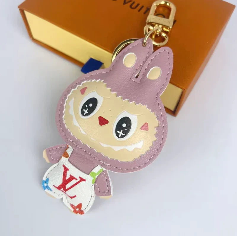 Patchwork Labubo Luxury Leather Keychain