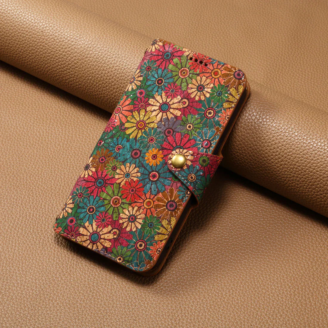 Flower Language Phone Case With Card Holder And Strap For iPhone Green-644008992037
