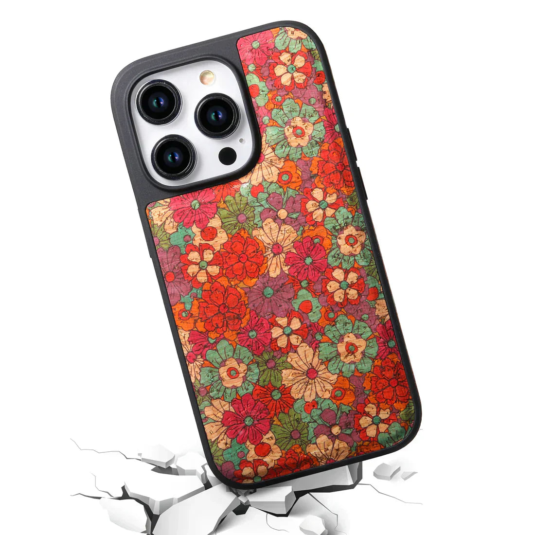 Magnet Leather Flower Pattern Phone Case For iPhone Red（Compatible With Magsafe）- 644008992112