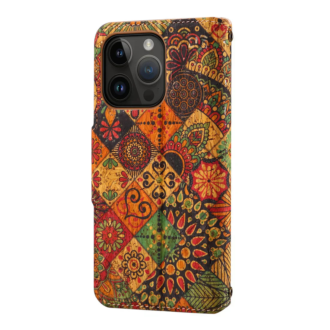 Flower Language Phone Case With Card Holder And Strap For iPhone Yellow-644008992044