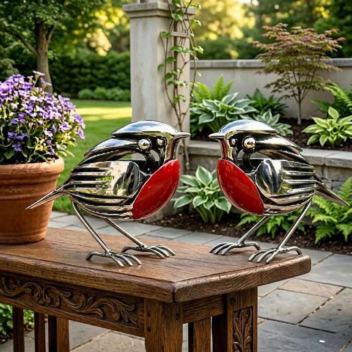 Handmade metal robin, a unique decorative gift for bird lovers.
